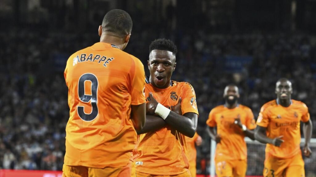 La Liga 2024-25: Mbappe, Vinicius convert from the spot as Real Madrid notches 2-0 win against Sociedad