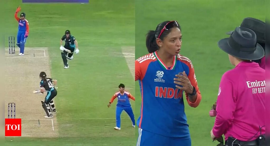 Drama at T20 World Cup: Harmanpreet Kaur unconvinced by Amelia Kerr’s run-out decision. Watch | Cricket News